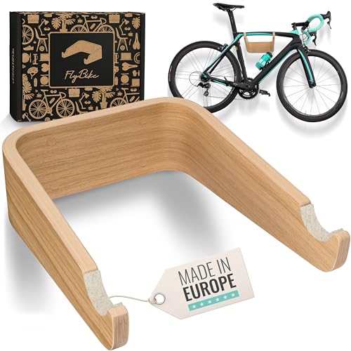 madeco Fahrrad Wandhalterung Holz - FlyBike M Eiche - Design Fahrradhalterung Wand Aufhängung für Wohnung - Rennrad, Fixie, Singlespeed, Gravel Bike, Mountainbike Fahrradhalter von madeco