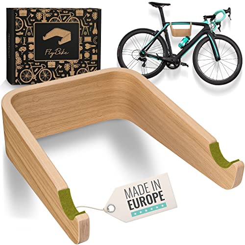 madeco Fahrrad Wandhalterung Holz - FlyBike M Eiche - Design Fahrradhalterung Wand Aufhängung für Wohnung - Rennrad, Fixie, Singlespeed, Gravel Bike, Mountainbike Fahrradhalter von madeco