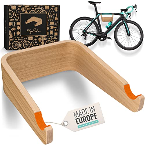 madeco Fahrrad Wandhalterung Holz - FlyBike M Eiche - Design Fahrradhalterung Wand Aufhängung für Wohnung - Rennrad, Fixie, Singlespeed, Gravel Bike, Mountainbike Fahrradhalter von madeco