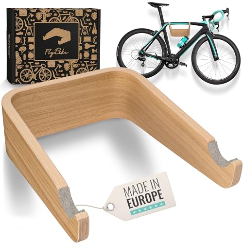 madeco Fahrrad Wandhalterung Holz - FlyBike M Eiche - Design Fahrradhalterung Wand Aufhängung für Wohnung - Rennrad, Fixie, Singlespeed, Gravel Bike, Mountainbike Fahrradhalter von madeco