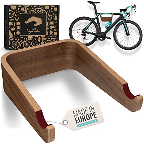 madeco Fahrrad Wandhalterung Holz - FlyBike M Nussbaum - Design Fahrradhalterung Wand Aufhängung für Wohnung - Rennrad, Fixie, Singlespeed, Gravel Bike, Mountainbike Fahrradhalter von madeco