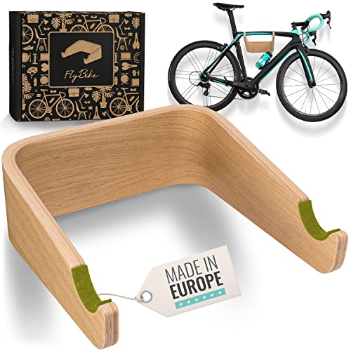 madeco Fahrrad Wandhalterung Holz - FlyBike S Eiche - Design Fahrradhalterung Wand Aufhängung für Wohnung - Rennrad, Fixie, Singlespeed, Gravel Bike, Mountainbike Fahrradhalter von madeco