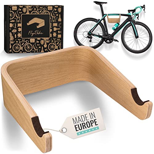 madeco Fahrrad Wandhalterung Holz - FlyBike S Eiche - Design Fahrradhalterung Wand Aufhängung für Wohnung - Rennrad, Fixie, Singlespeed, Gravel Bike, Mountainbike Fahrradhalter von madeco