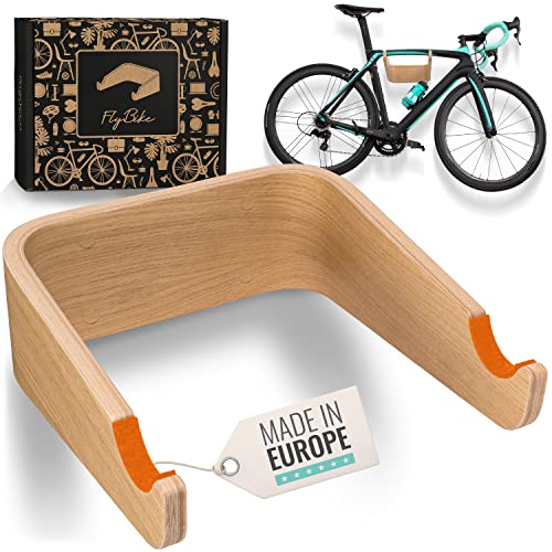 madeco Fahrrad Wandhalterung Holz - FlyBike S Eiche - Design Fahrradhalterung Wand Aufhängung für Wohnung - Rennrad, Fixie, Singlespeed, Gravel Bike, Mountainbike Fahrradhalter von madeco