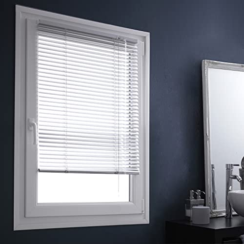 MADECOSTORE Store Vénitien Aluminium Easy Gris - L87 x H150cm - Mécanisme autobloquant - Lamelles 25mm - Sans perçage von MADECOSTORE