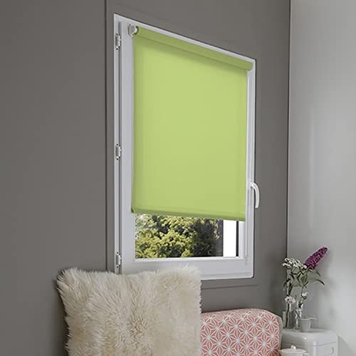 madecostore Fensterrollo, lichtdurchlässig, ohne Bohren, Farngrün – L 66 x H 170 cm von MADECOSTORE