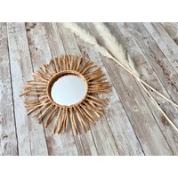 Handgemachter Runder Spiegel Aus Raffia Boho-Wanddekor | 10 cm Spiegel von madetobezen