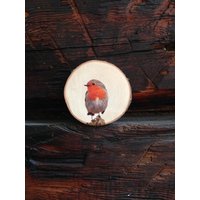 Bild Rotkehlchen Astscheibe/Birke von madevaholzliebe