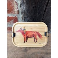 Edelstahl Brotdose Mit Wichtel Und Fuchs Namenoption Inklusive Trennsteg Aus von madevaholzliebe