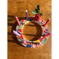 Geburtstagsring/Festtagsring Kerzenring Bunte Blumen von madevaholzliebe