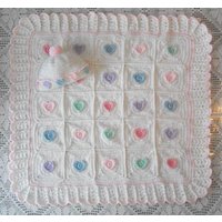 Häkeln Sie Babymädchen Oder Jungen Babydecke Pastell Herzchen-Decke Und Hut-Set Perfekte Baby-Dusche-Geschenk Für Nehmen Mich Nach Hause Häkeln Sie Babymädchen Oder Jungen Babydecke Pastell Herzchen-Decke Und Hut-Set Perfekte Baby-Dusche-Geschenk Für Nehmen Mich Nach Hause von madewithlovebysuzieq