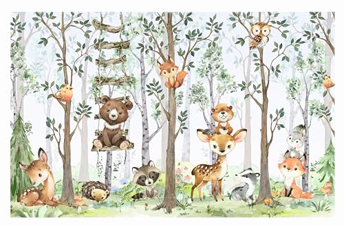 Fototapete Kinderzimmer, Wald Waldtiere Bäume, Tapeten für Kinder Babyzimmer Vlies Tapeten wandtapete Tapete nach Maß 1m2 Fototapete Kinderzimmer, Wald Waldtiere Bäume, Tapeten für Kinder Babyzimmer Vlies Tapeten wandtapete Tapete nach Maß 1m2 von madras24