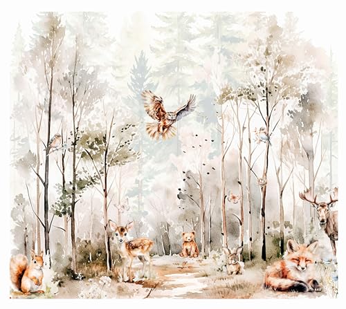 Fototapete Kinderzimmer, Wald Waldtiere Bäume Tapeten für Kinder Babyzimmer Vlies Tapeten wandtapete Tapete nach Maß 1m2 Fototapete Kinderzimmer, Wald Waldtiere Bäume Tapeten für Kinder Babyzimmer Vlies Tapeten wandtapete Tapete nach Maß 1m2 von madras24
