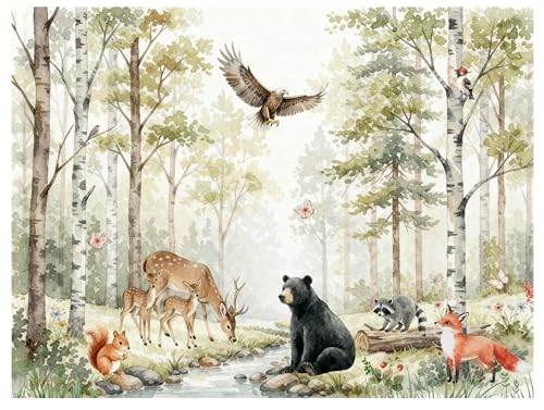 Vlies Fototapete Kinderzimmer Waldtiere – Hochwertige Flizelintapete – Atmungsaktiv, Reißfest & Geruchlos – Wanddeko für Babyzimmer Tapete Bäume, Vlies Fototapete Kinderzimmer Waldtiere – Hochwertige Flizelintapete – Atmungsaktiv, Reißfest & Geruchlos – Wanddeko für Babyzimmer Tapete Bäume, von madras24