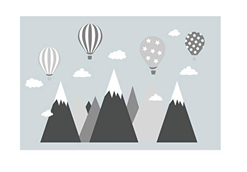 wandtattoo kinderzimmer berge Aufkleber Wandaufkleber Nordic Berg Baby Kindergarten Zimmer Gebirge luftballons Ballons Ballon Wolken Wolke Landschaft Wanddeko Baby Kinder Sticker G8L von madras24