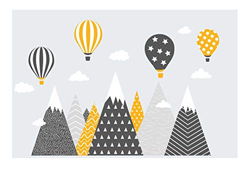 wandtattoo kinderzimmer berge Nordic Bergen Aufkleber Wandaufkleber Kind Baby Kindergarten Zimmer Gebirge luftballons Ballons Ballon Wolken Wolke Landschaft Wanddeko Baby Kinder Sticker G14XL von madras24