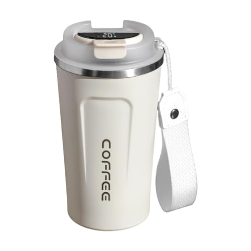 Intelligente Thermobecher, 510 ml isolierter Kaffeebecher mit Temperatur, auslaufsicherer Thermobecher, Kaffeetassen, Tee, Wasser mit Wärmespeicherung für Camping, Picknick, Küche, S von madri