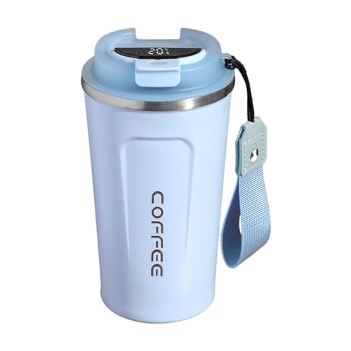 Intelligente Thermobecher, 510 ml isolierter Kaffeebecher mit Temperatur, auslaufsicherer Thermobecher, Kaffeetassen, Tee, Wasser mit Wärmespeicherung für Camping, Picknick, Küche, S von madri