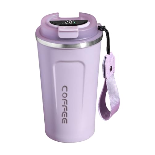 Intelligente Thermobecher, 510 ml isolierter Kaffeebecher mit Temperatur, auslaufsicherer Thermobecher, Kaffeetassen, Tee, Wasser mit Wärmespeicherung für Camping, Picknick, Küche, S von madri