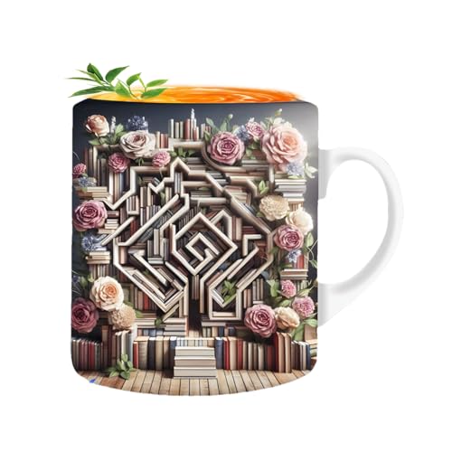 Regal-Tasse, Effektbuch-Tasse, Kaffeetasse für Buchliebhaber mit einem Fassungsvermögen von 350 ml, Kaffeetasse für Bücherregale, Kaffeetasse aus Keramik mit kreativem Design von madri