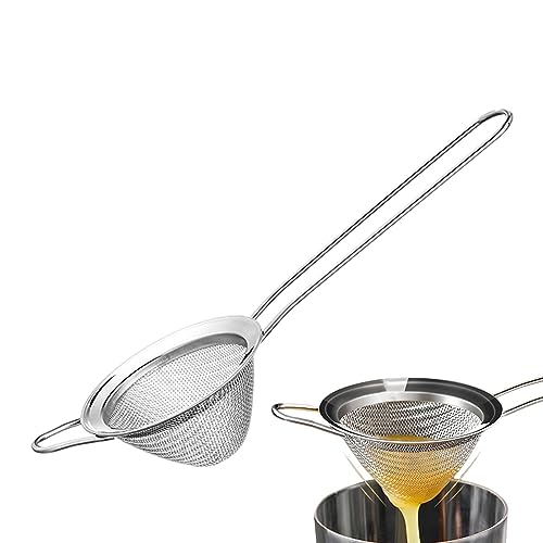 Sieb, konisch, kleines Cocktailsieb, feinmaschiges Sieb, Teesieb aus Edelstahl mit langem Griff, kleines Sieb mit konischem Netzgewebe für Cocktail, Kaffee, rostfrei und leicht zu verwenden von madri