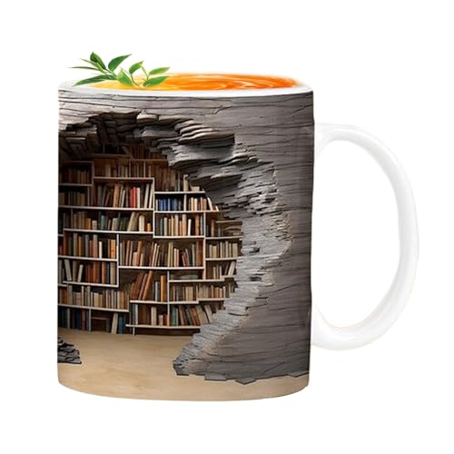 -Tasse, Effektbuch-Tasse, Kaffeetasse für Buchliebhaber mit einem Fassungsvermögen von 350 ml, Kaffeetasse für Bücherregale, Kaffeetasse aus Keramik mit kreativem Design von madri