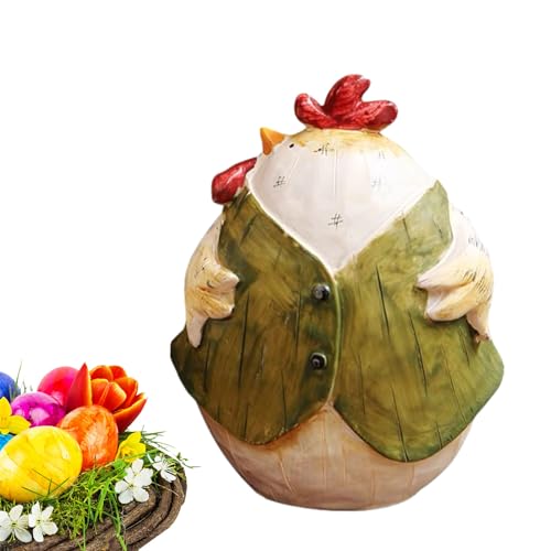 madri -Huhn, Statue, Hühnerstatue, Retro-Figuren, -Dekoration, Frühlingsgeschmack, Ostertier, Kleidung, Wohnzimmerdekoration von madri