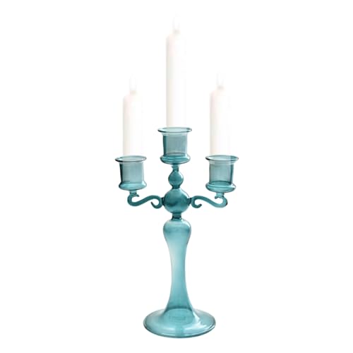 madri Kerzenhalter mit 3 Köpfen, eleganter Kerzenhalter aus transparentem Glas mit 3 Zweigen, transparenter Kerzenhalter, dekorativer Kerzenhalter für Mottoparty, Tischdekoration, Esszimmerdekoration von madri