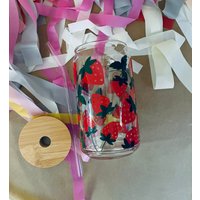 strawberry Love Glas Bierdose | Glasdose Kuh Print Glaskaffeetasse Glasbecher von maedaymaedaymaeday