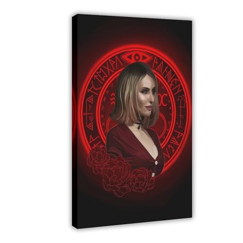 Poster Maria mit Blumen auf Leinwand, Wandkunst, Dekordruck, Bild Gemälde für Wohnzimmer, Schlafzimmer, Dekoration, 60 x 90 cm von maehbya