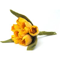 Tulpen, 5x, Gelb Filz Blüten Blütenstrauß Wohnung Brautstrauß Blumen von mafiz