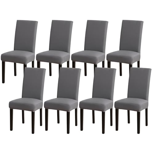 mafudoxi Stuhlhussen 8er Set, Stretch Abnehmbare Waschbar Stuhlbezug, Stretch Stuhlhusse mit Gummiband, für Hotel, Bankett, Restaurant, Haus, Party, Hochzeit(Grey, 8Stück) von mafudoxi