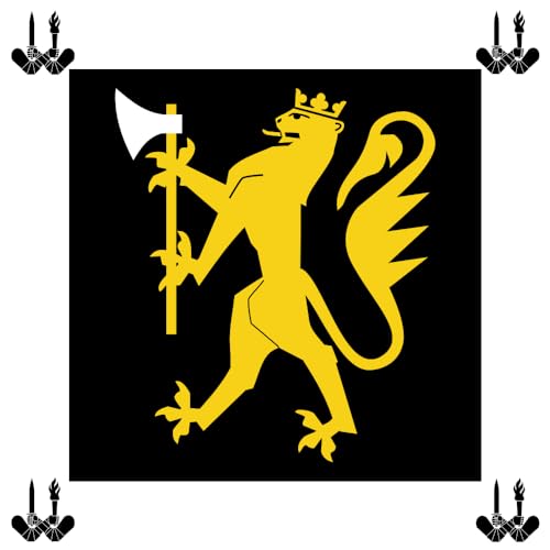 magFlags Flagge: Large Standard of the Norwegian Army Weapons School | The Ceremonial Standard of the Norwegian Army Weapons School Hærens Våpenskole | Fahne 1.35m² | 120x120cm &r von magFlags