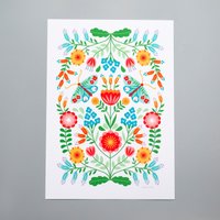 Light Moth & Botanicals Illustriert A4 Print von maggiemagoodesigns