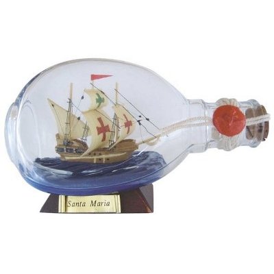 magicaldeco Flaschenschiff- Buddelschiff- Schiff in Flasche- Santa Maria -L 15 cm von magicaldeco
