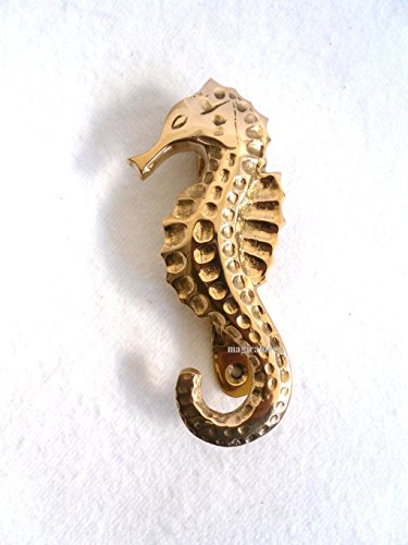 magicaldeco Maritim- Kleiner Türklopfer - massiv Messing- 14 cm- Seepferdchen- Seahorses von magicaldeco