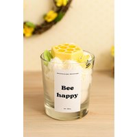 Bee Happy - Handgemachte Sojawachskerze Mit Honigwabe & Biene | Geschenkidee Herz /Dessertkerze Im Glas Ca. 250G Bee Happy - Handgemachte Sojawachskerze Mit Honigwabe & Biene | Geschenkidee Herz /Dessertkerze Im Glas Ca. 250G von magicplanetde