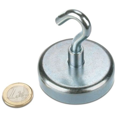 Hakenmagnet Ø 60 mm NEODYM - Zink - hält 110 kg, Magnethaken, Deckenhaken, Wandhaken, extrem Starke Haftkraft, Superhaken, Magnentfischen von magnet-shop