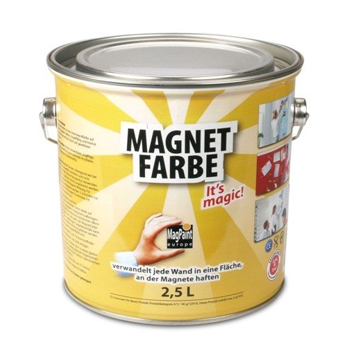 Magnet-Farbe Magpaint, 2500 ml Dose - magnetische Wandfarbe für kinderleichtes Erstellen magnetischer Untergründe in Büro und Zuhause von magnet-shop