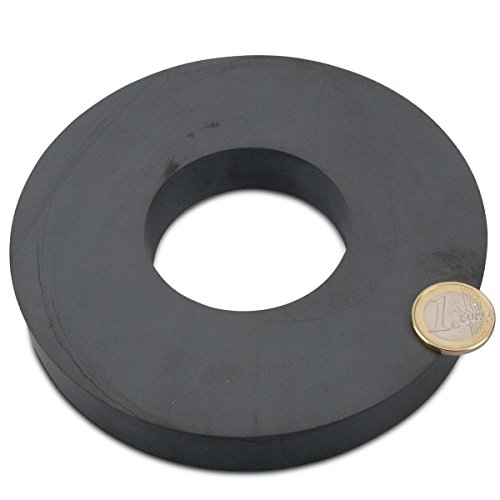 Ringmagnet Ø 140,0 x 60,0 x 20,0 mm (magnets4you) - hält 19 kg, Magnetring aus Y30 Ferrit, Magnet Scheibe mit Loch, ideal zum Basteln von magnet-shop