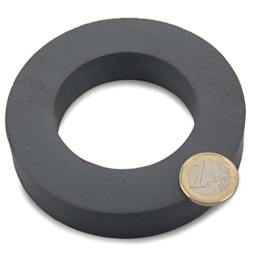 Ringmagnet Ø 100,0 x 60,0 x 20,0 mm Y35 Ferrit - hält 16 kg,Magnetring, Magnet Scheibe mit Loch Ring von magnet-shop