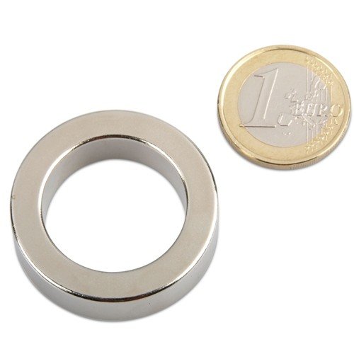 Ringmagnet Ø 35,0 x 24,0 x 10,0 mm (magnets4you) - Magnetring aus N40 Nickel - hält 16,8 kg, Neodym Supermagnet Powermagnet Haftmagnet von magnet-shop