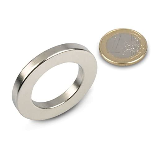 Ringmagnet Ø 40,0 x 25,0 x 5,0 mm (magnets4you) - Magnetring aus N42 Nickel - diametral, Neodym Supermagnet Powermagnet Haftmagnet von magnet-shop