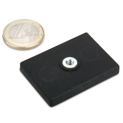 Starkes Magnetsystem Neodym 43x31 mm gummiert mit Innengewinde M4 (magnets4you) - hält 10 kg, starker Halt durch Neodym-Magnete und kein Verkratzen durch Gummierung von magnet-shop