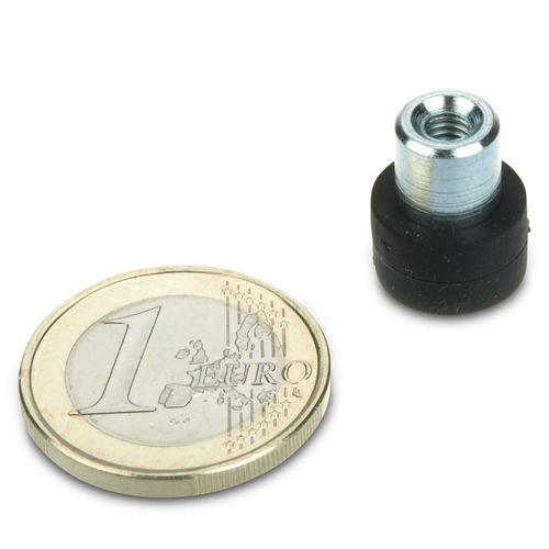 Starkes Magnetsystem Neodym Ø 12 mm gummiert mit Buchse M4 (magnets4you) - hält 1,3 kg, starker Halt durch Neodym-Magnete und kein Verkratzen durch Gummierung von magnet-shop