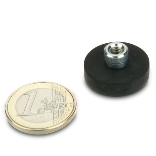 Starkes Magnetsystem Neodym Ø 22 mm gummiert mit Buchse M4 (magnets4you) - hält 5,8 kg, starker Halt durch Neodym-Magnete und kein Verkratzen durch Gummierung von magnet-shop