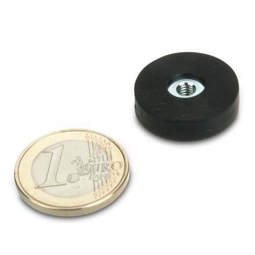Starkes Magnetsystem Neodym Ø 22 mm gummiert mit Innengewinde M4 (magnets4you) - hält 3,5 kg, starker Halt durch Neodym-Magnete und kein Verkratzen durch Gummierung von magnet-shop