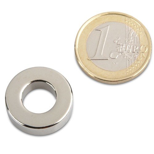 Ringmagnet Ø 20,0 x 10,0 x 6,0 mm (magnets4you) - Magnetring aus N44 Nickel - hält 7,9 kg, Neodym Supermagnet Powermagnet Haftmagnet von magnet-shop