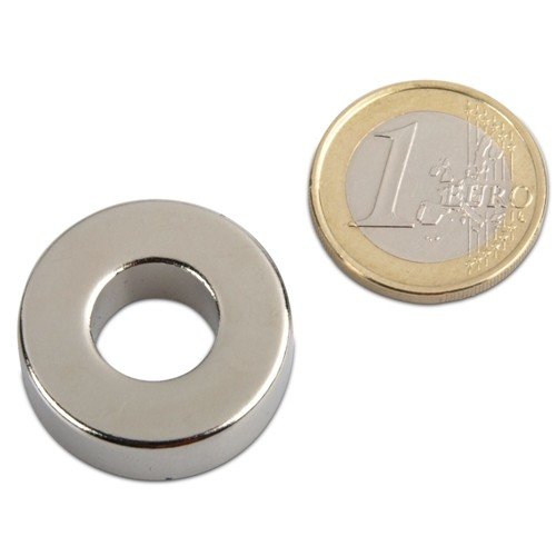Ringmagnet Ø 26,0 x 12,0 x 9,0 mm (magnets4you) - Magnetring aus N45 Nickel - hält 15,4 kg, Neodym Supermagnet Powermagnet Haftmagnet von magnet-shop