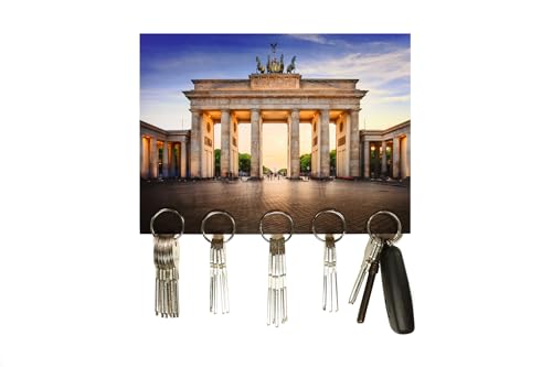 Schlüsselbrett „Brandenburger Tor“ / Schlüsselhalter als Geburtstagsgeschenk, Personalisiert / 15x20cm mit 5 Magneten von magnetPOK